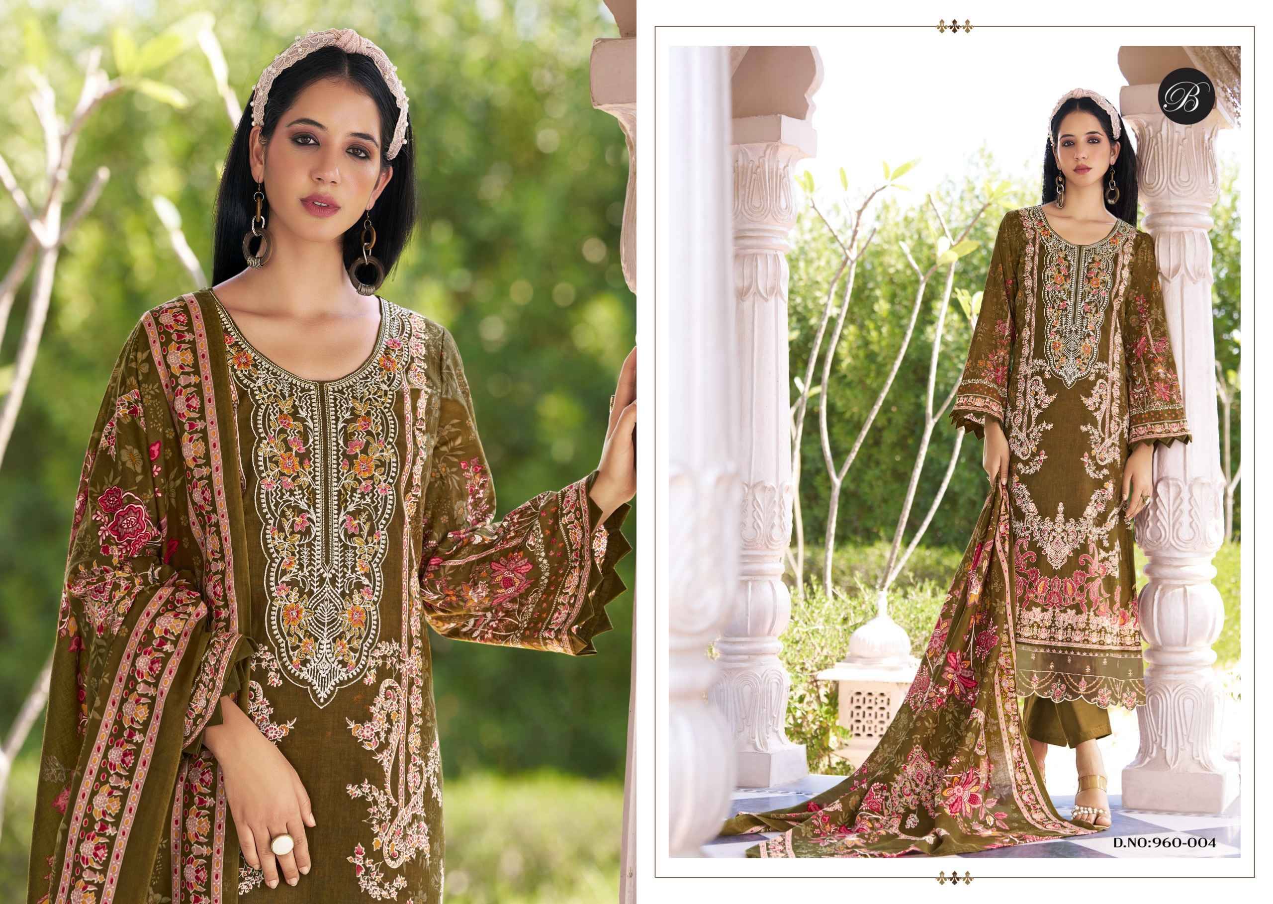 SAFIYA VOL 2 960 Series By BelliZa Pakistani Stylish Beautiful Colourful Printed & Embroidered Party Wear & Occasional Wear Pure cotton Dresses At Wholesale Price
